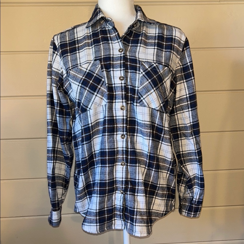 REIKO Cassidy Check Plaid Button-Down Shirt  Size Medium